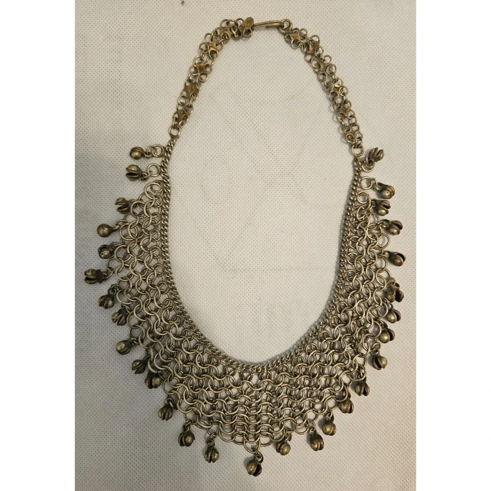 Bell Choker Necklace Statement Chainmail Bib‎ Festival Tribal Jewelry